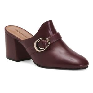 🔹️BERNARDO🔹️ Made In Brazil Leather Natasia Heeled women Mules bordeaux Sz 9.5